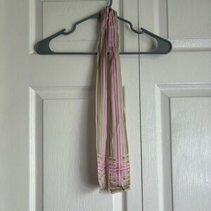 Vintage Sacha For Basha Scarves - Pink and Tan Silk Neck Scarf/Tie - 45” X 2.75”